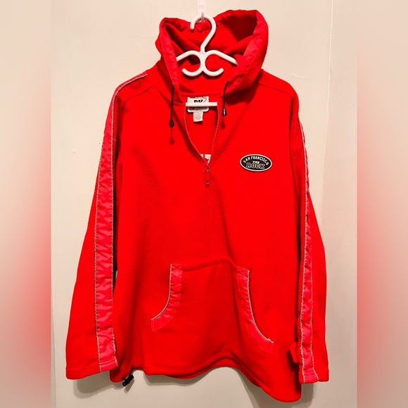 The Rock - Men’s Large -Alcatraz Federal Penitentiary Fleece Hoodie -Red & Black - Picture 7 of 13